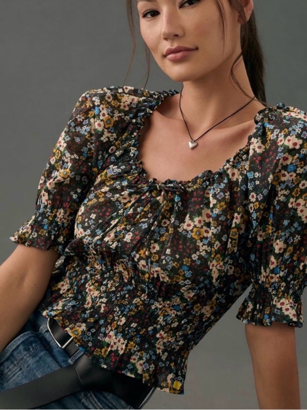 Mother The Dollface Floral gorgeous  top size Large